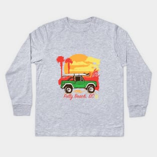 Folly Beach Bronco Life! Kids Long Sleeve T-Shirt